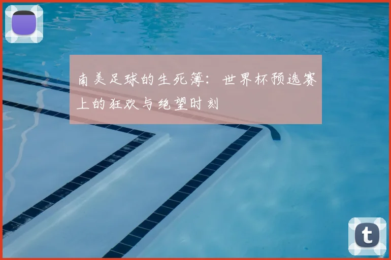 南美足球的生死簿：世界杯预选赛上的狂欢与绝望时刻